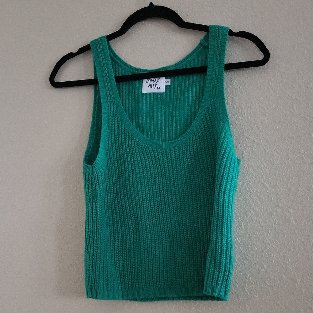PRINCESS POLLY Emerald Green Knit Sweater Tank Size S/M